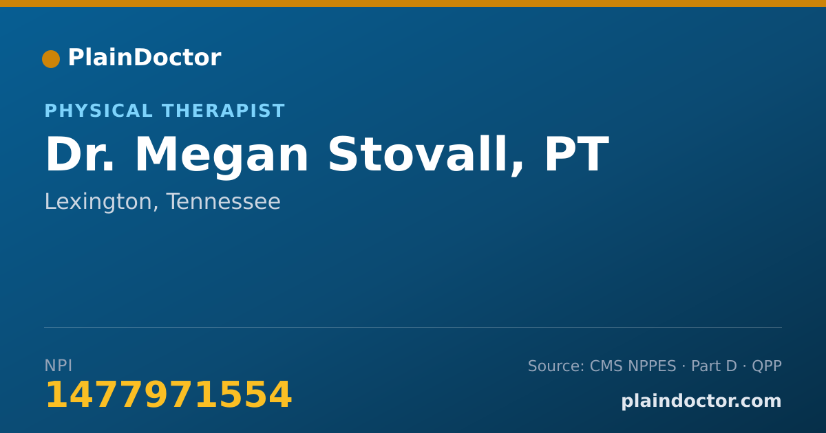 Shareable card for Megan Stovall, PT - Physical Therapist, Lexington, TN