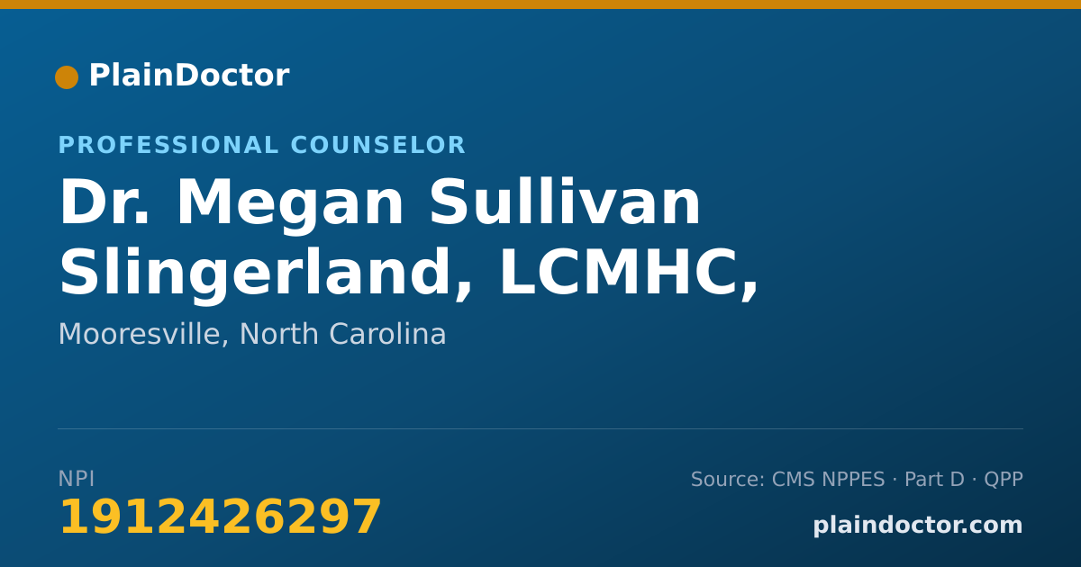 Shareable card for Megan Sullivan Slingerland, LCMHC, NCC - Professional Counselor, Mooresville, NC