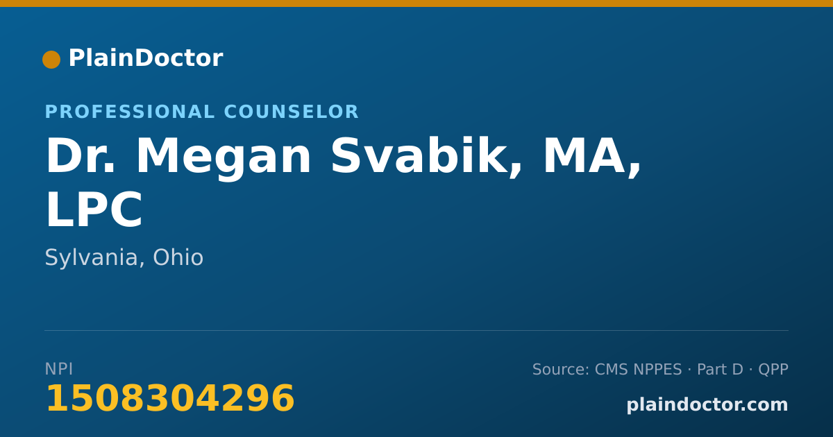 Shareable card for Megan Svabik, MA, LPC - Professional Counselor, Sylvania, OH