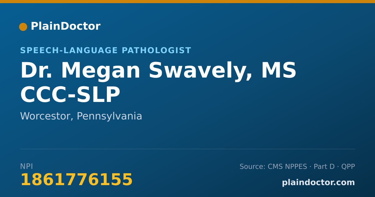 Shareable card for Megan Swavely, MS CCC-SLP - Speech-Language Pathologist, Worcestor, PA