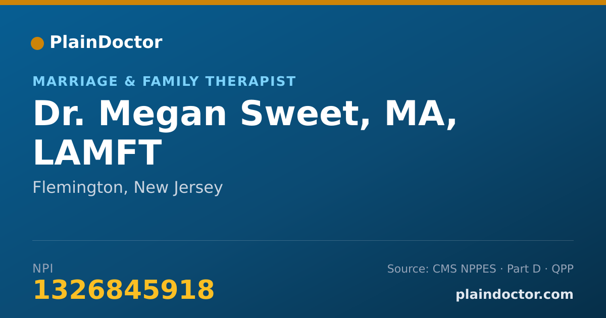 Shareable card for Megan Sweet, MA, LAMFT - Marriage & Family Therapist, Flemington, NJ