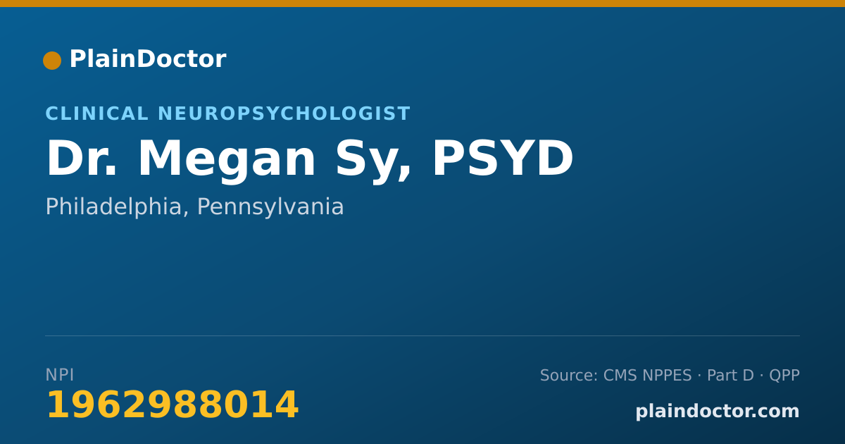 Shareable card for Megan Sy, PSYD - Clinical Neuropsychologist, Philadelphia, PA