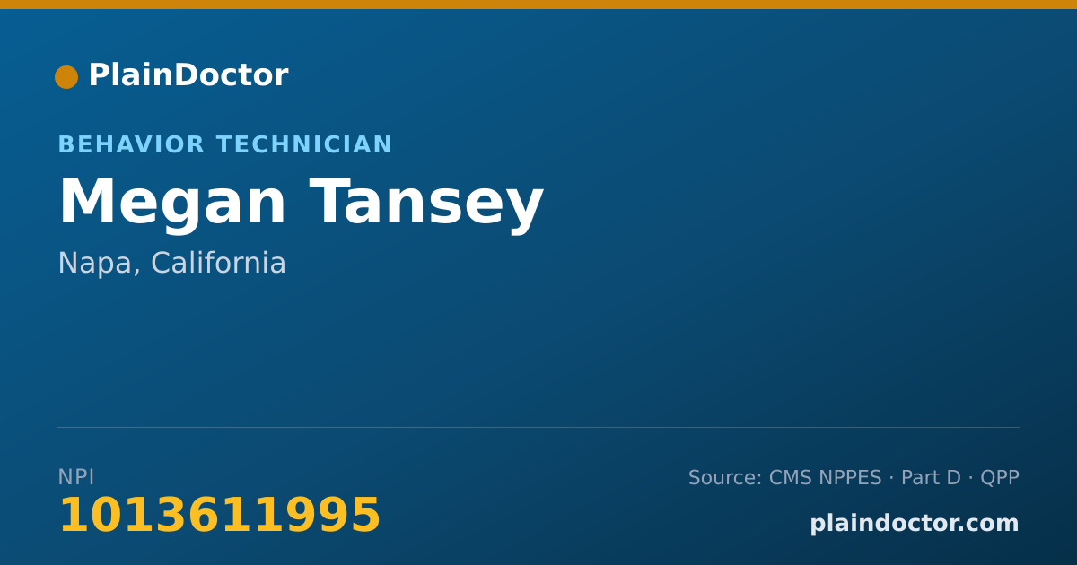Shareable card for Megan Tansey - Behavior Technician, Napa, CA