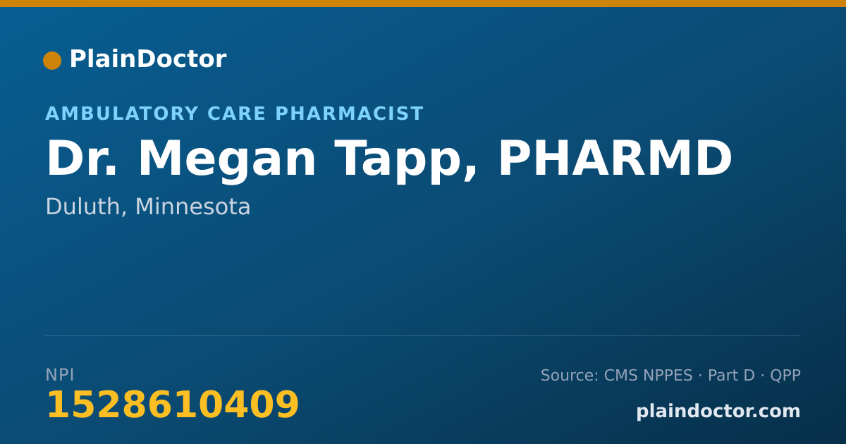 Shareable card for Megan Tapp, PHARMD - Ambulatory Care Pharmacist, Duluth, MN