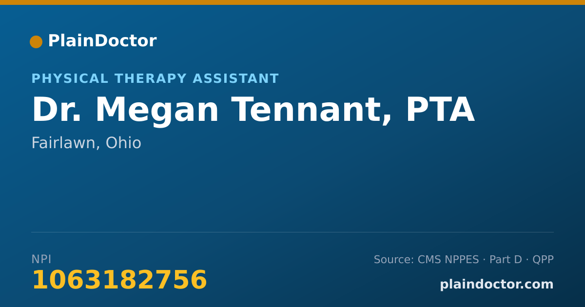 Shareable card for Megan Tennant, PTA - Physical Therapy Assistant, Fairlawn, OH