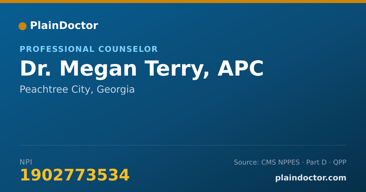 Shareable card for Megan Terry, APC - Professional Counselor, Peachtree City, GA