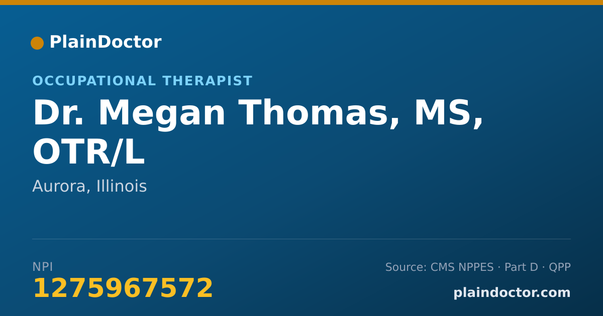 Shareable card for Megan Thomas, MS, OTR/L - Occupational Therapist, Aurora, IL