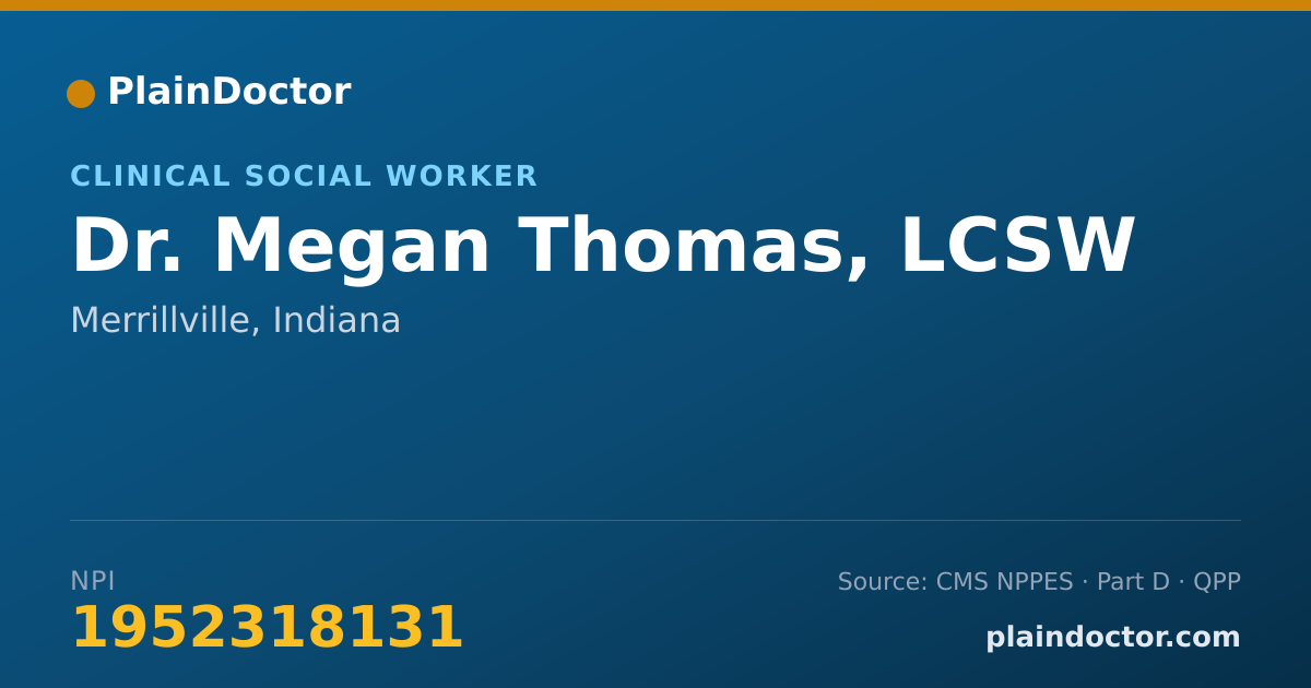Shareable card for Megan Thomas, LCSW - Clinical Social Worker, Merrillville, IN