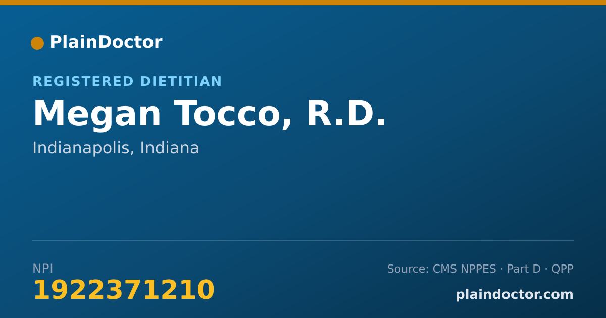 Shareable card for Megan Tocco, R.D. - Registered Dietitian, Indianapolis, IN