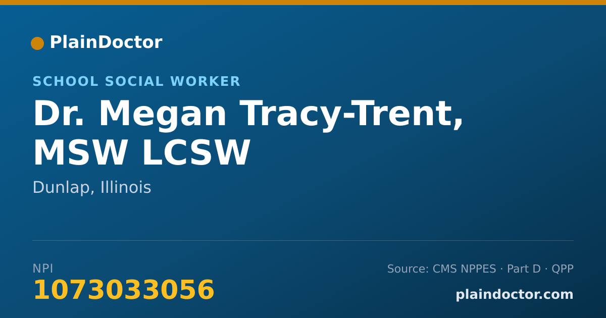 Shareable card for Megan Tracy-Trent, MSW LCSW - School Social Worker, Dunlap, IL