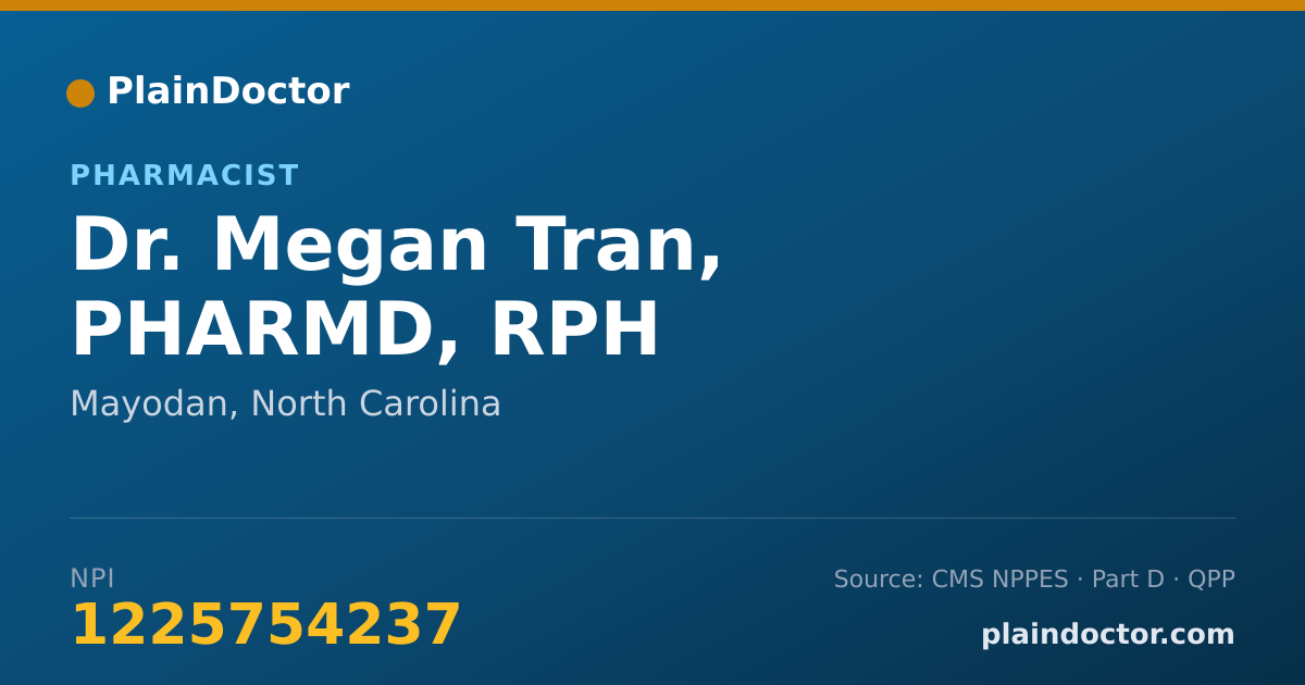 Shareable card for Megan Tran, PHARMD, RPH - Pharmacist, Mayodan, NC
