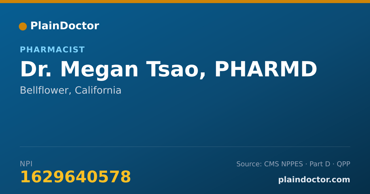 Shareable card for Megan Tsao, PHARMD - Pharmacist, Bellflower, CA