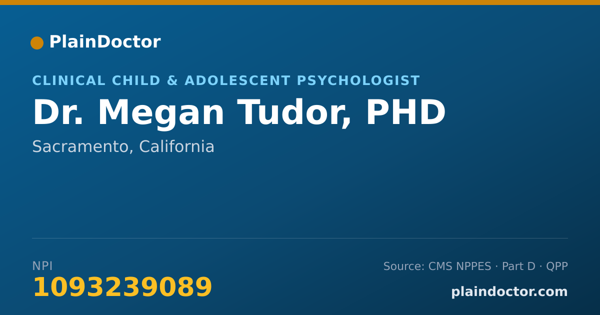Shareable card for Megan Tudor, PHD - Clinical Child & Adolescent Psychologist, Sacramento, CA