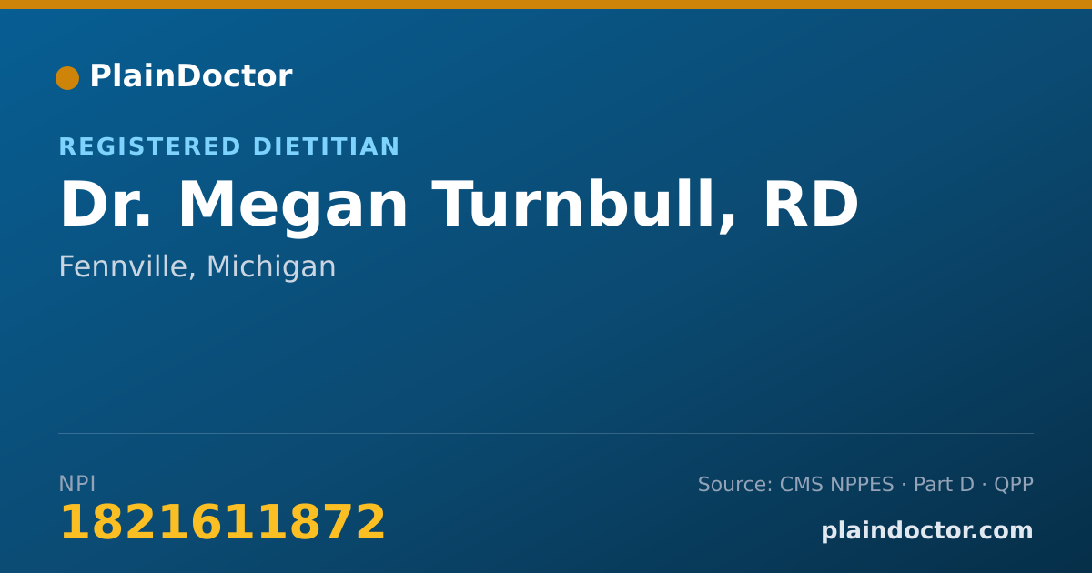 Shareable card for Megan Turnbull, RD - Registered Dietitian, Fennville, MI