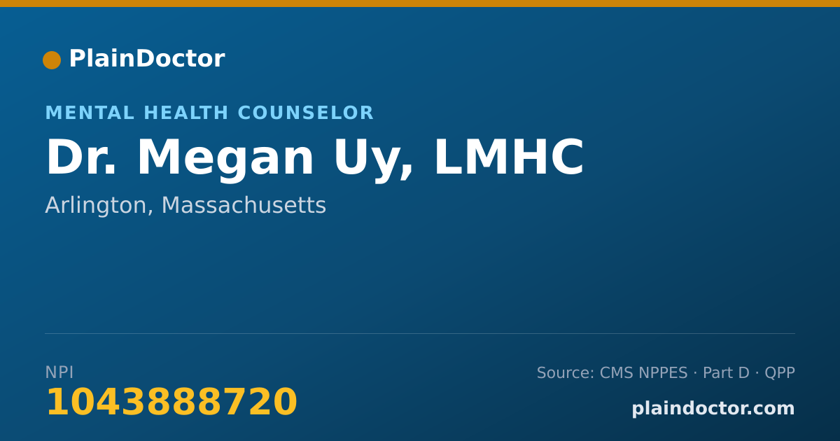 Shareable card for Megan Uy, LMHC - Mental Health Counselor, Arlington, MA