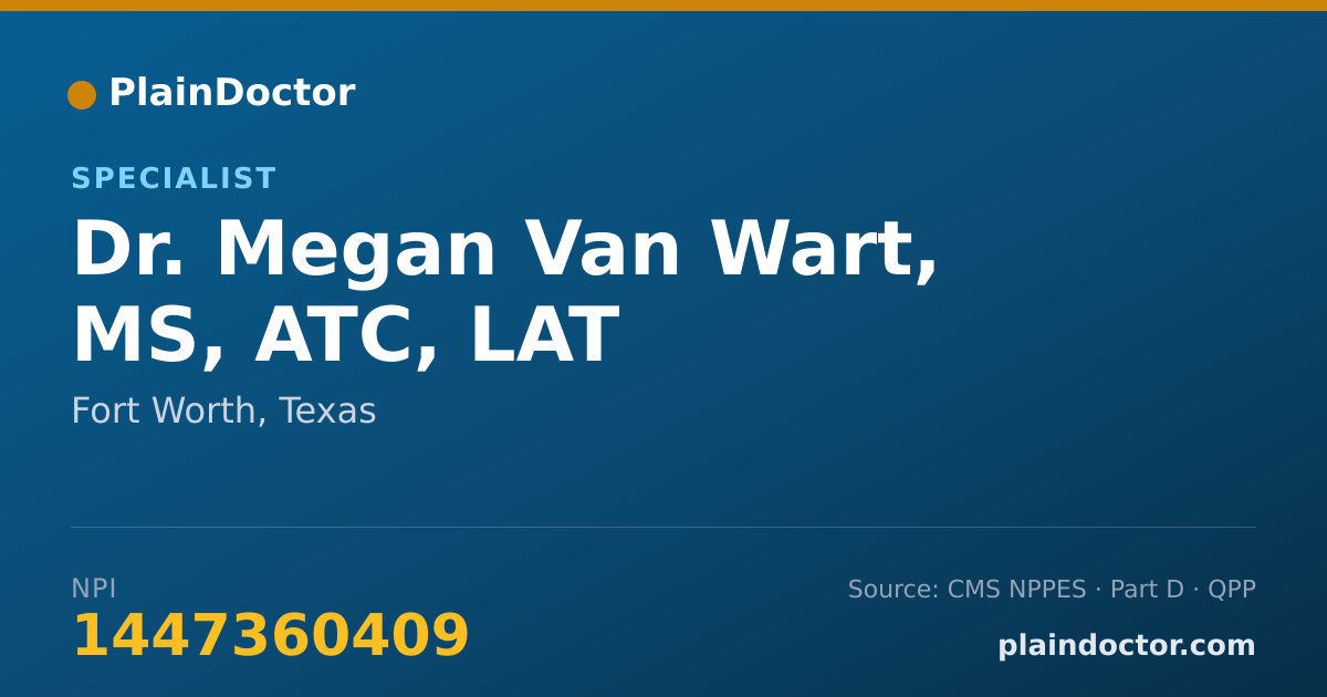 Shareable card for Megan Van Wart, MS, ATC, LAT - Specialist, Fort Worth, TX