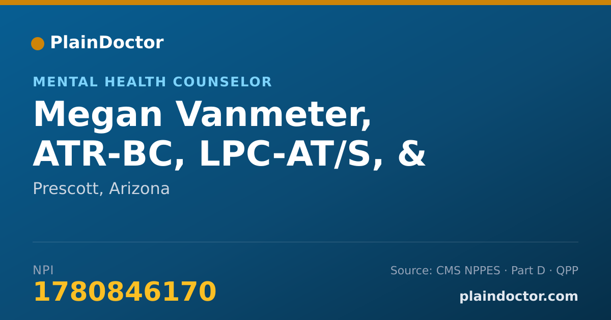 Shareable card for Megan Vanmeter, ATR-BC, LPC-AT/S, & - Mental Health Counselor, Prescott, AZ