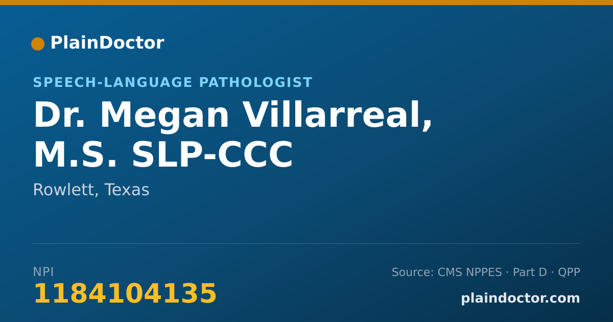 Shareable card for Megan Villarreal, M.S. SLP-CCC - Speech-Language Pathologist, Rowlett, TX