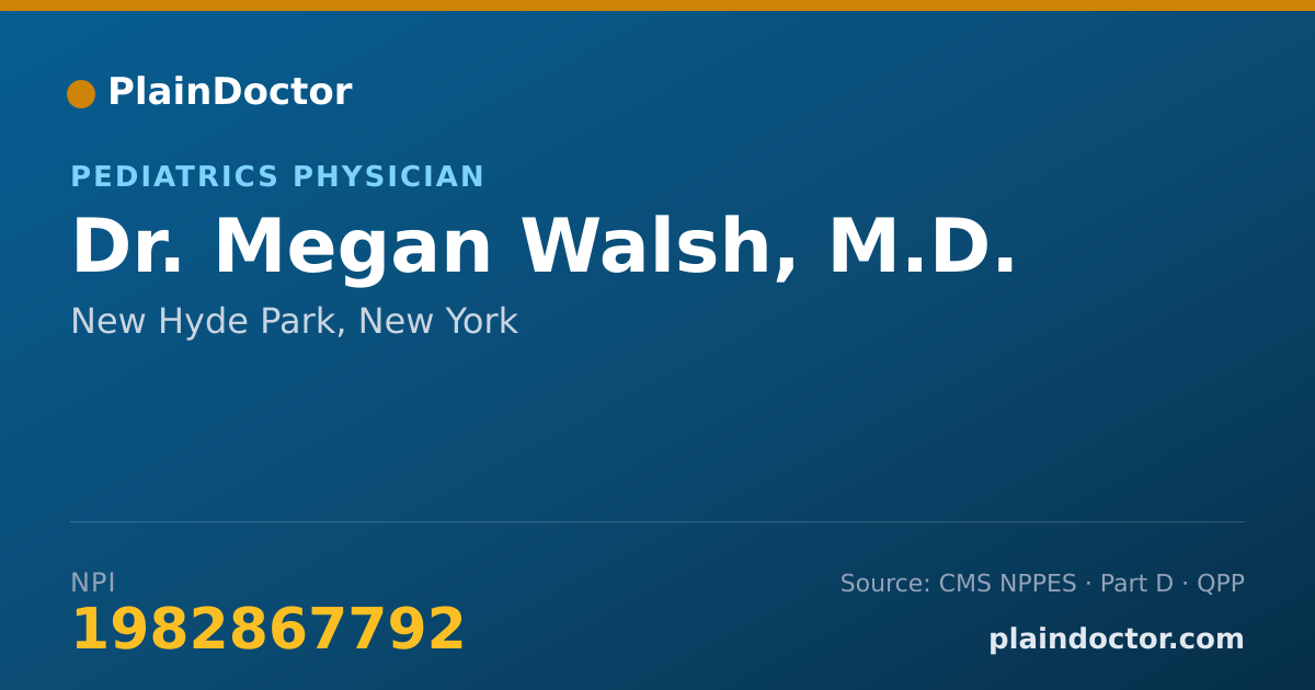 Shareable card for Megan Walsh, M.D. - Pediatrics Physician, New Hyde Park, NY