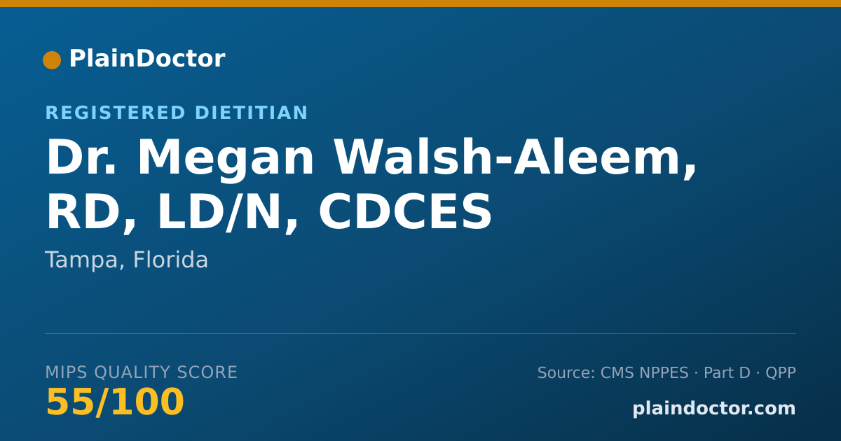 Shareable card for Megan Walsh-Aleem, RD, LD/N, CDCES - Registered Dietitian, Tampa, FL