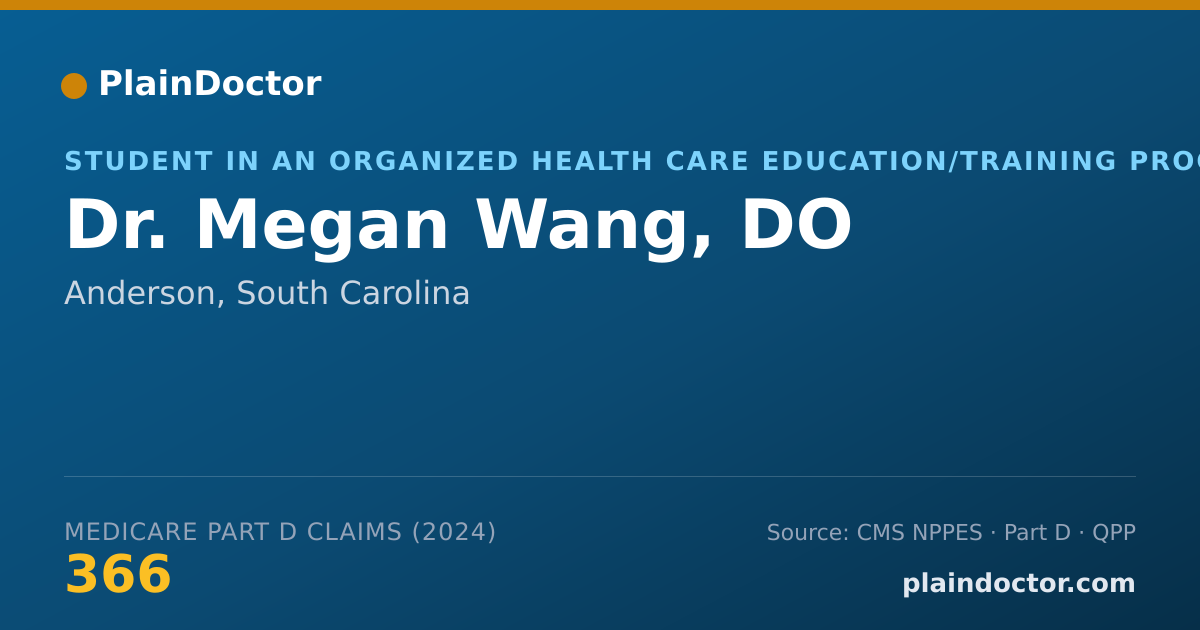 Shareable card for Megan Wang, DO - Student in an Organized Health Care Education/Training Program, Anderson, SC