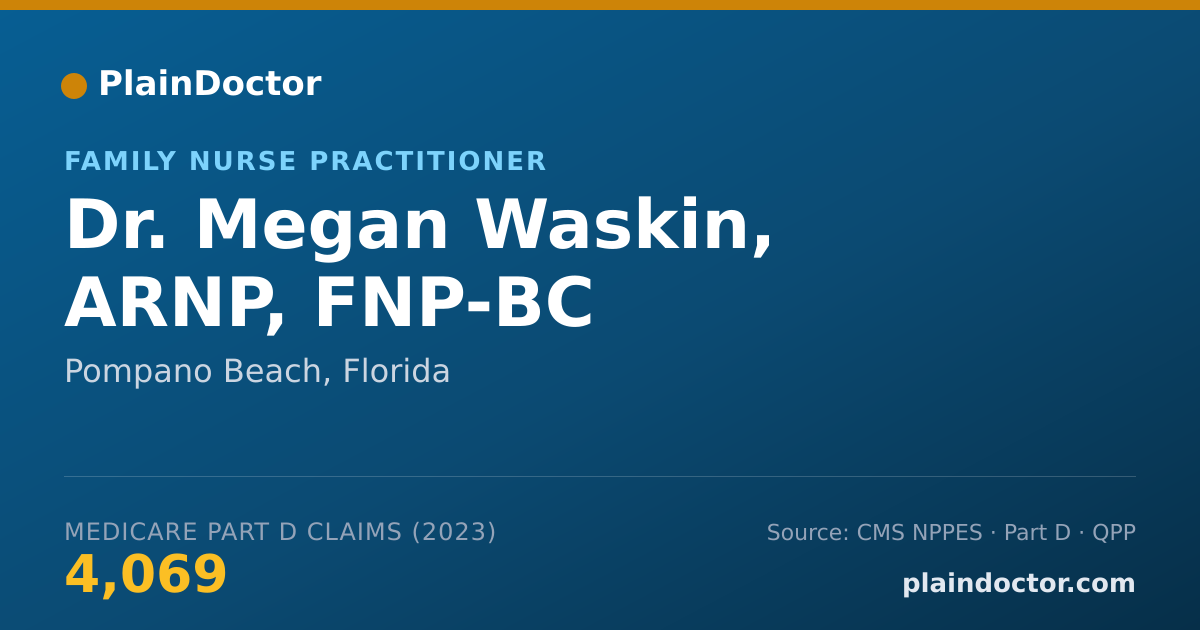 Shareable card for Megan Waskin, ARNP, FNP-BC - Family Nurse Practitioner, Pompano Beach, FL