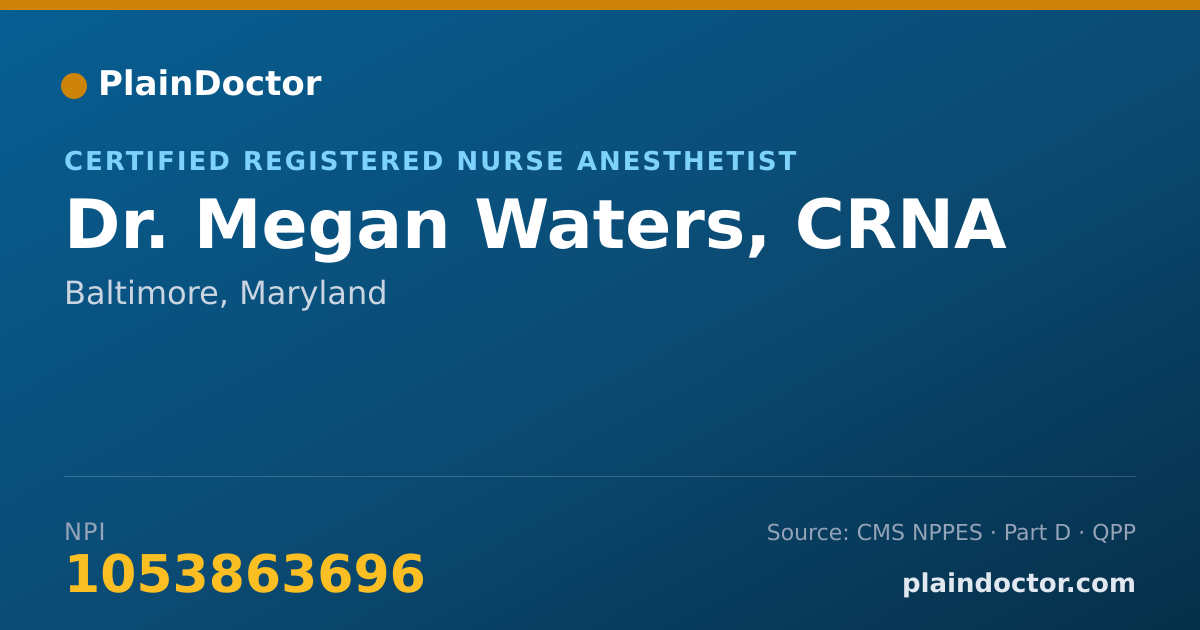 Shareable card for Megan Waters, CRNA - Certified Registered Nurse Anesthetist, Baltimore, MD