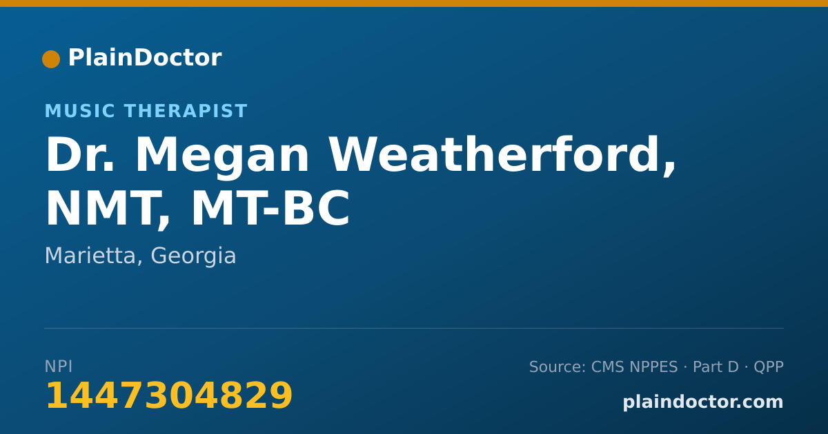 Shareable card for Megan Weatherford, NMT, MT-BC - Music Therapist, Marietta, GA