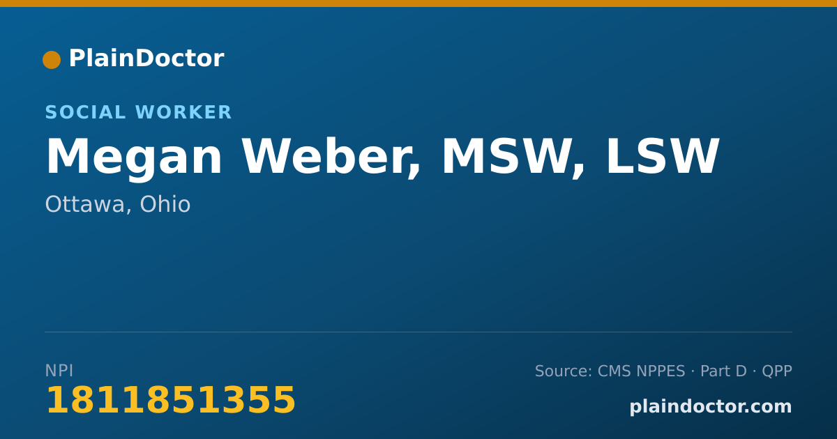 Shareable card for Megan Weber, MSW, LSW - Social Worker, Ottawa, OH