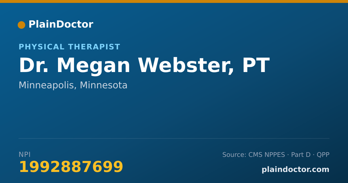 Shareable card for Megan Webster, PT - Physical Therapist, Minneapolis, MN