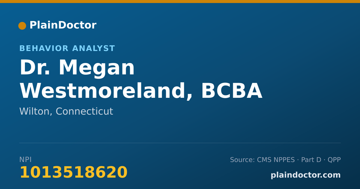 Shareable card for Megan Westmoreland, BCBA - Behavior Analyst, Wilton, CT