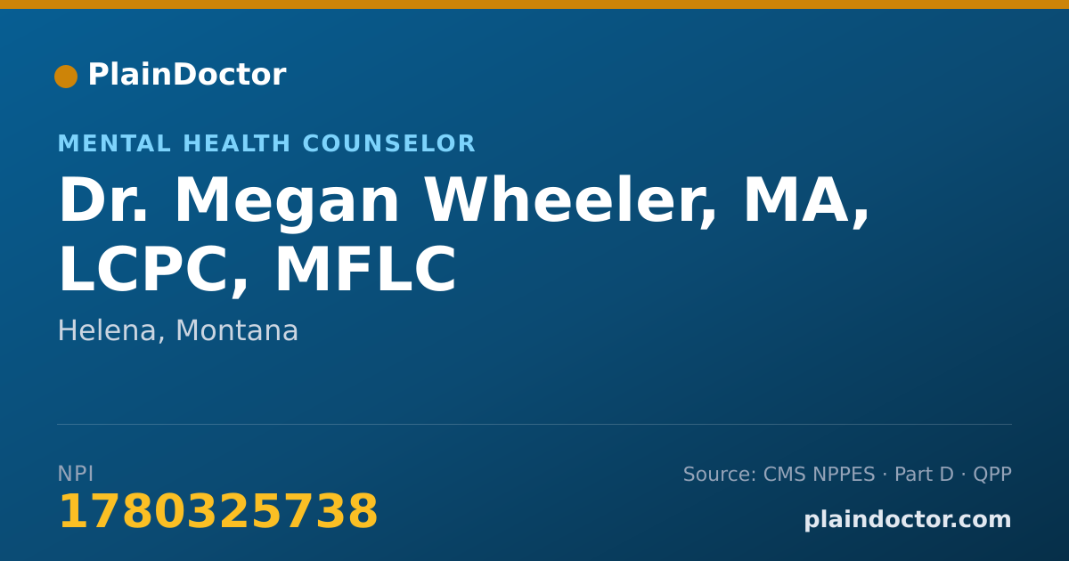 Shareable card for Megan Wheeler, MA, LCPC, MFLC - Mental Health Counselor, Helena, MT