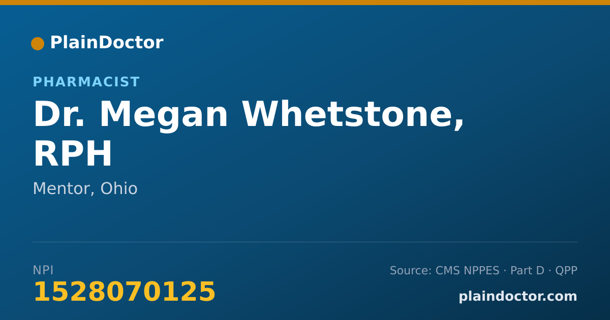 Shareable card for Megan Whetstone, RPH - Pharmacist, Mentor, OH