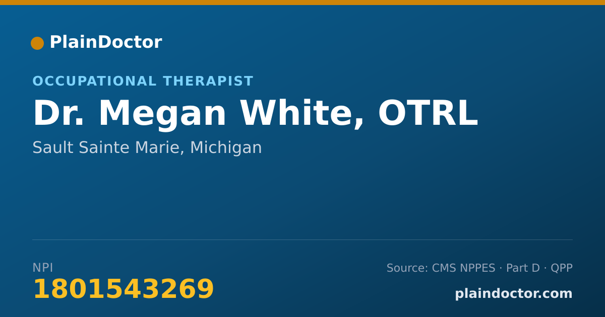 Shareable card for Megan White, OTRL - Occupational Therapist, Sault Sainte Marie, MI