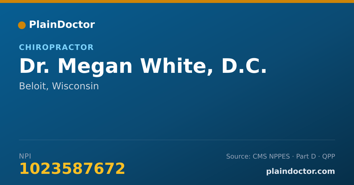 Shareable card for Megan White, D.C. - Chiropractor, Beloit, WI