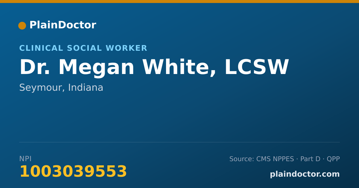 Shareable card for Megan White, LCSW - Clinical Social Worker, Seymour, IN