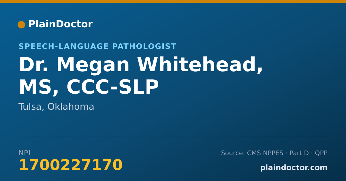 Shareable card for Megan Whitehead, MS, CCC-SLP - Speech-Language Pathologist, Tulsa, OK
