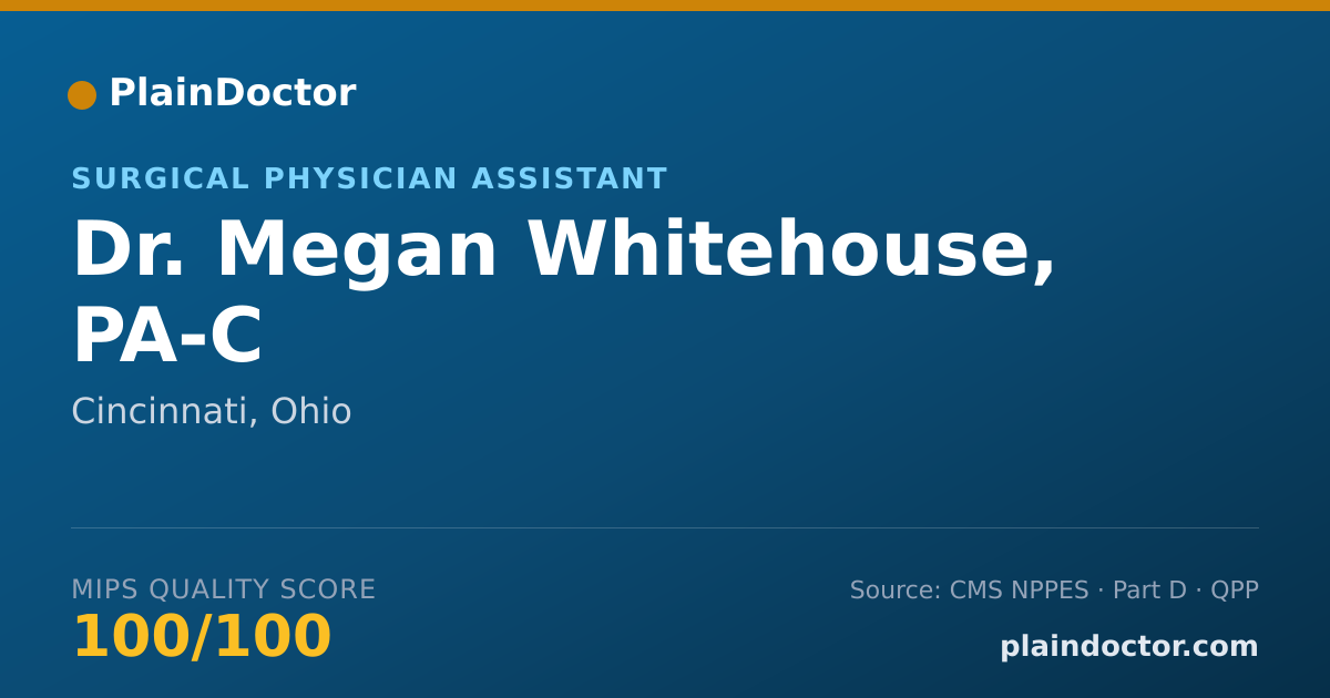 Shareable card for Megan Whitehouse, PA-C - Surgical Physician Assistant, Cincinnati, OH