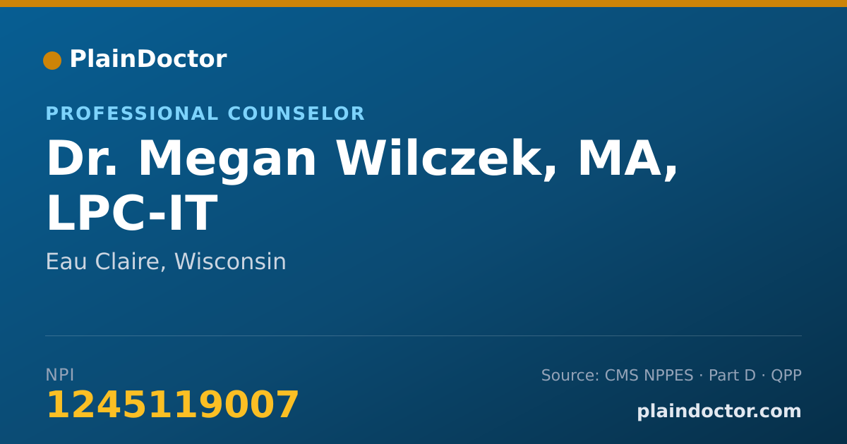 Shareable card for Megan Wilczek, MA, LPC-IT - Professional Counselor, Eau Claire, WI