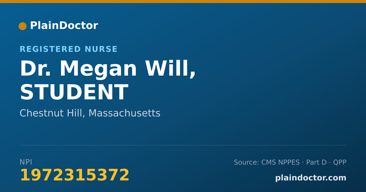 Shareable card for Megan Will, STUDENT - Registered Nurse, Chestnut Hill, MA