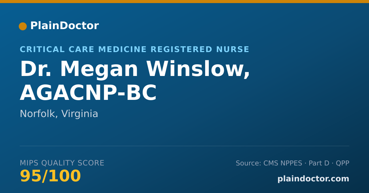 Shareable card for Megan Winslow, AGACNP-BC - Critical Care Medicine Registered Nurse, Norfolk, VA