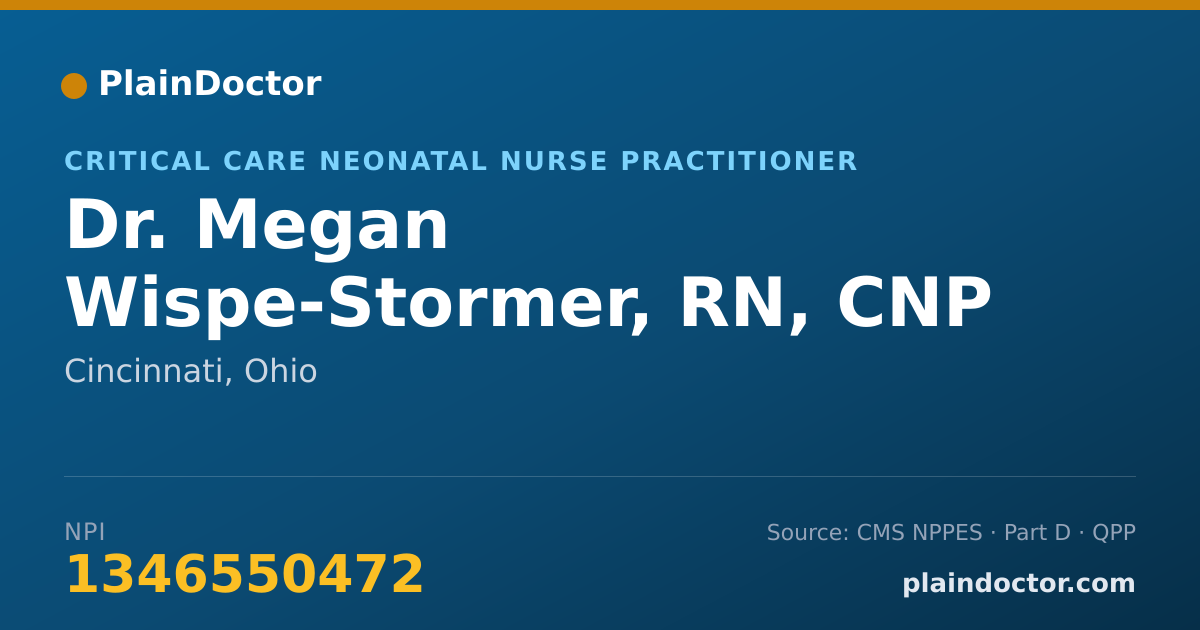 Shareable card for Megan Wispe-Stormer, RN, CNP - Critical Care Neonatal Nurse Practitioner, Cincinnati, OH