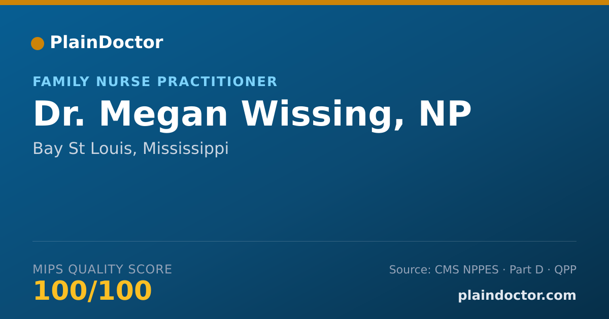 Shareable card for Megan Wissing, NP - Family Nurse Practitioner, Bay St Louis, MS