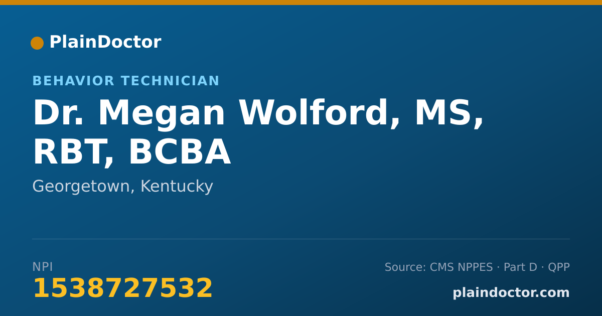 Shareable card for Megan Wolford, MS, RBT, BCBA - Behavior Technician, Georgetown, KY