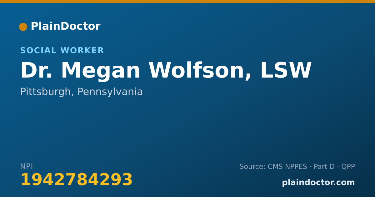Shareable card for Megan Wolfson, LSW - Social Worker, Pittsburgh, PA