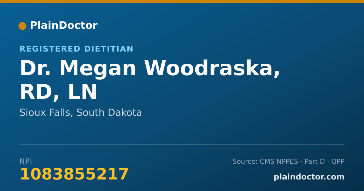 Shareable card for Megan Woodraska, RD, LN - Registered Dietitian, Sioux Falls, SD