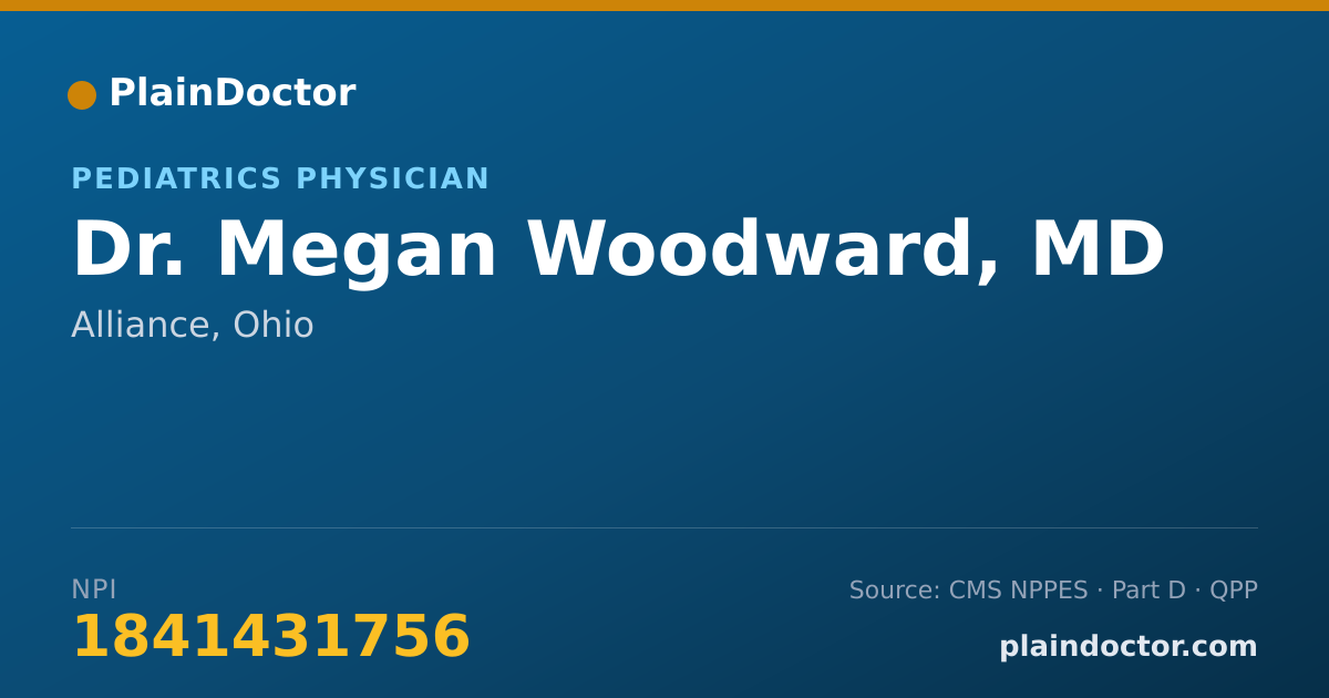 Shareable card for Megan Woodward, MD - Pediatrics Physician, Alliance, OH