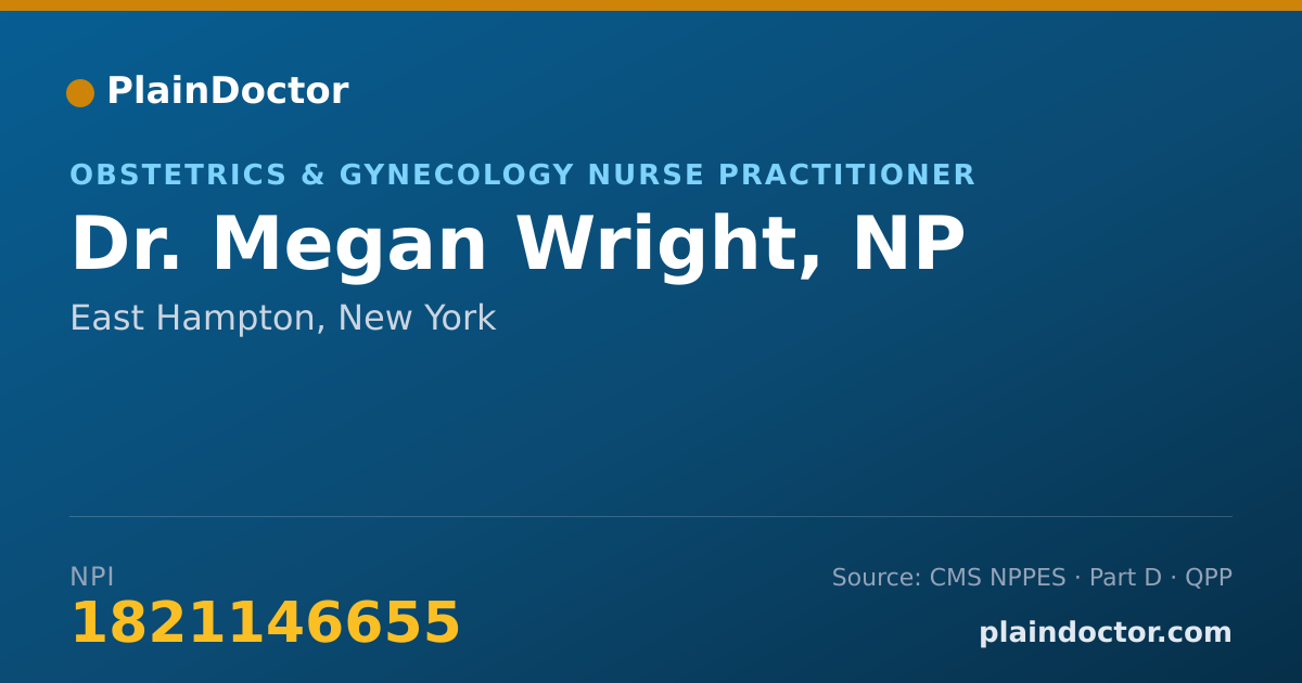 Shareable card for Megan Wright, NP - Obstetrics & Gynecology Nurse Practitioner, East Hampton, NY