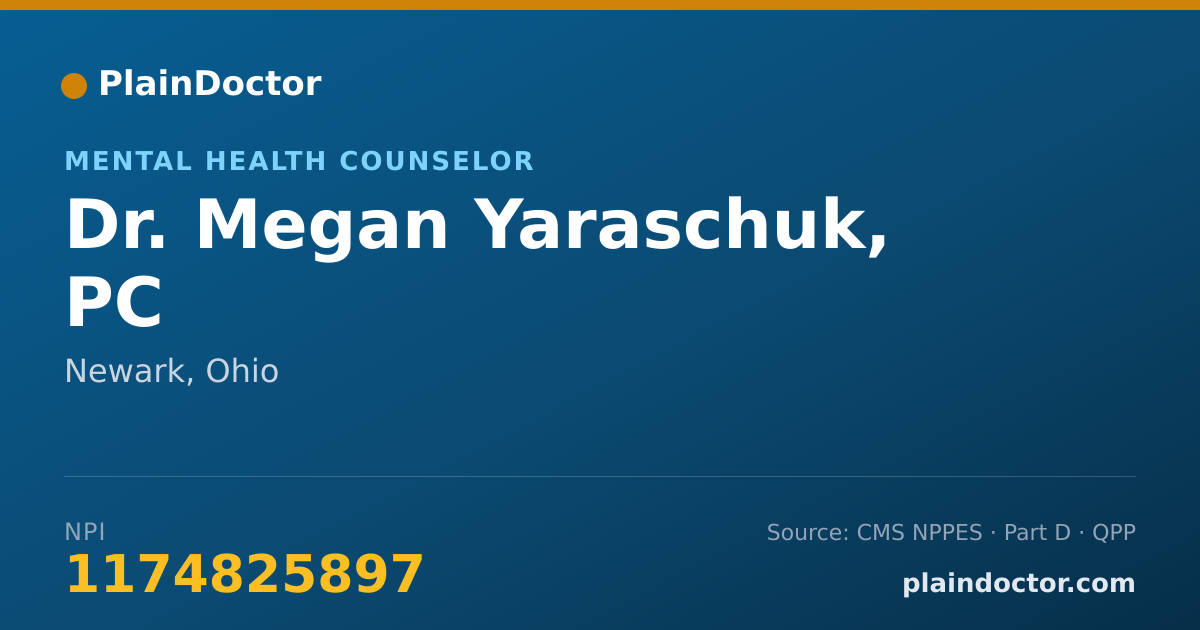 Shareable card for Megan Yaraschuk, PC - Mental Health Counselor, Newark, OH