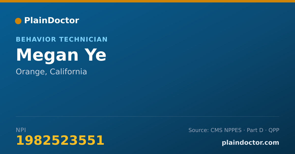 Shareable card for Megan Ye - Behavior Technician, Orange, CA